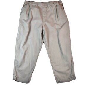 COS XL Relaxed Fit Tapered Pants Tan Cotton Lyocell Elastic Waist Minimal *Flaw*